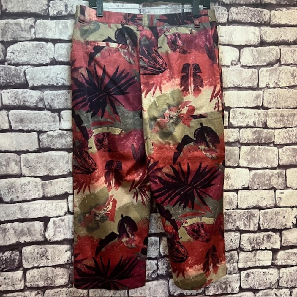Chico's Design Purple & Green Crop Pants Size Large - Picture 5 of 9